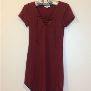 Lace-Up Red Dress